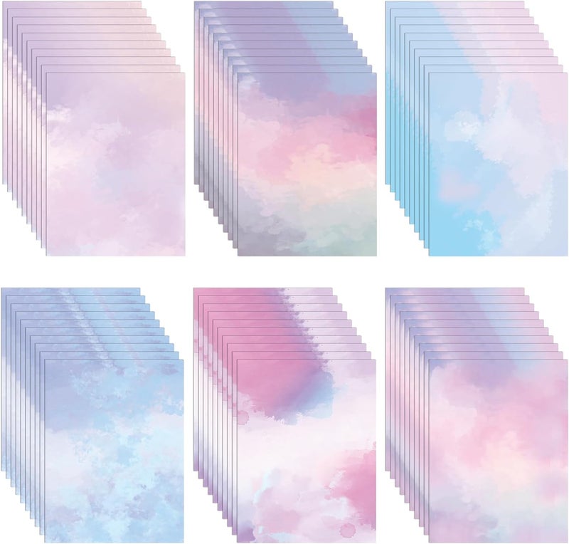 fuceury 60 Sheets Watercolored Stationery Paper, 8.5 x 11 inch Double-Sided Pastel Paper for Writing Letters and Invitations(Style 01) - Image 1